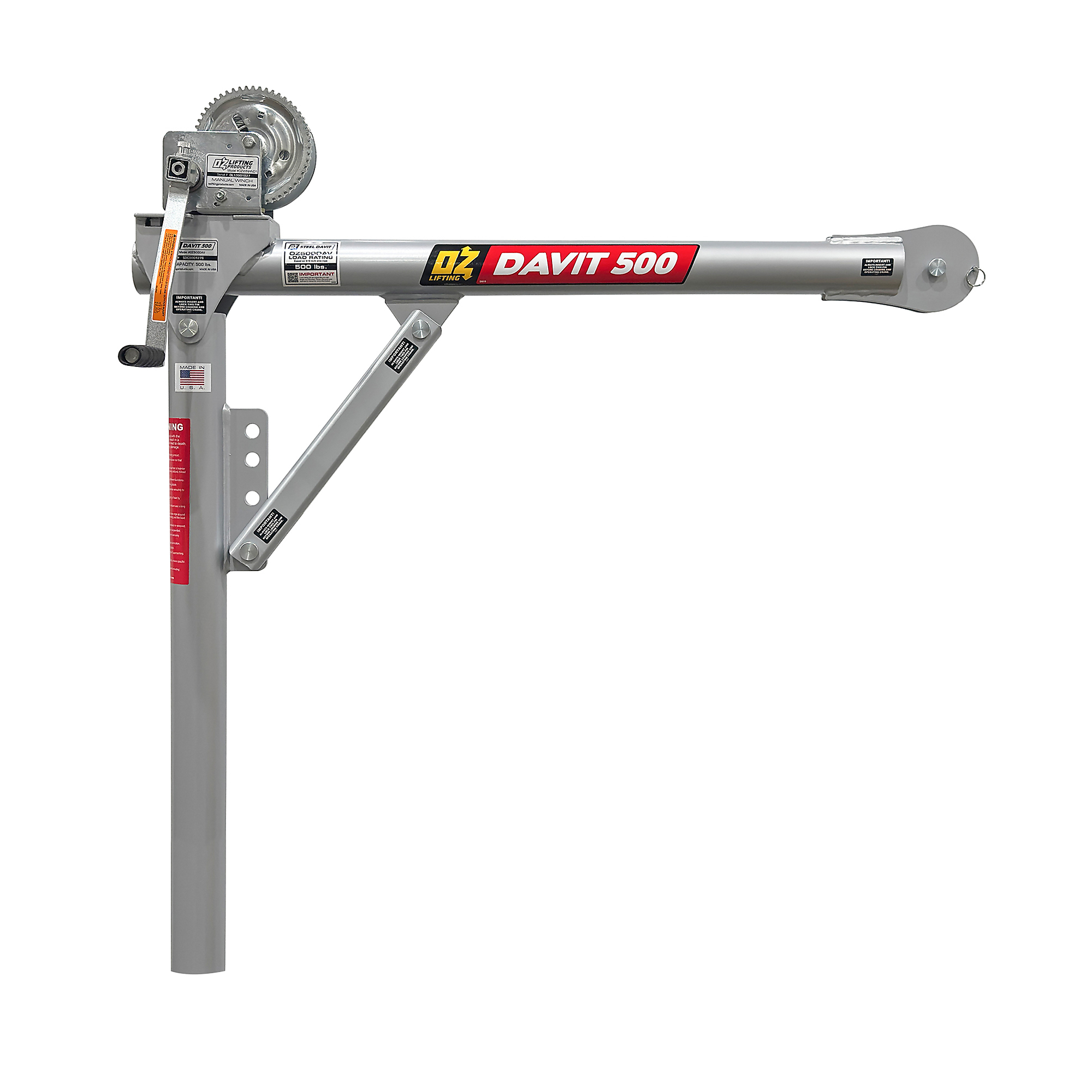 OZ Lifting Products Davit Crane, 500Lb. Capacity, 67in. Height, Model OZ500DAV Northern Tool